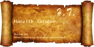 Hanzlik Talabor névjegykártya